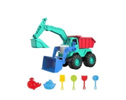 משאית עם כף ודחפור ואביזרי חול 7 חלקים